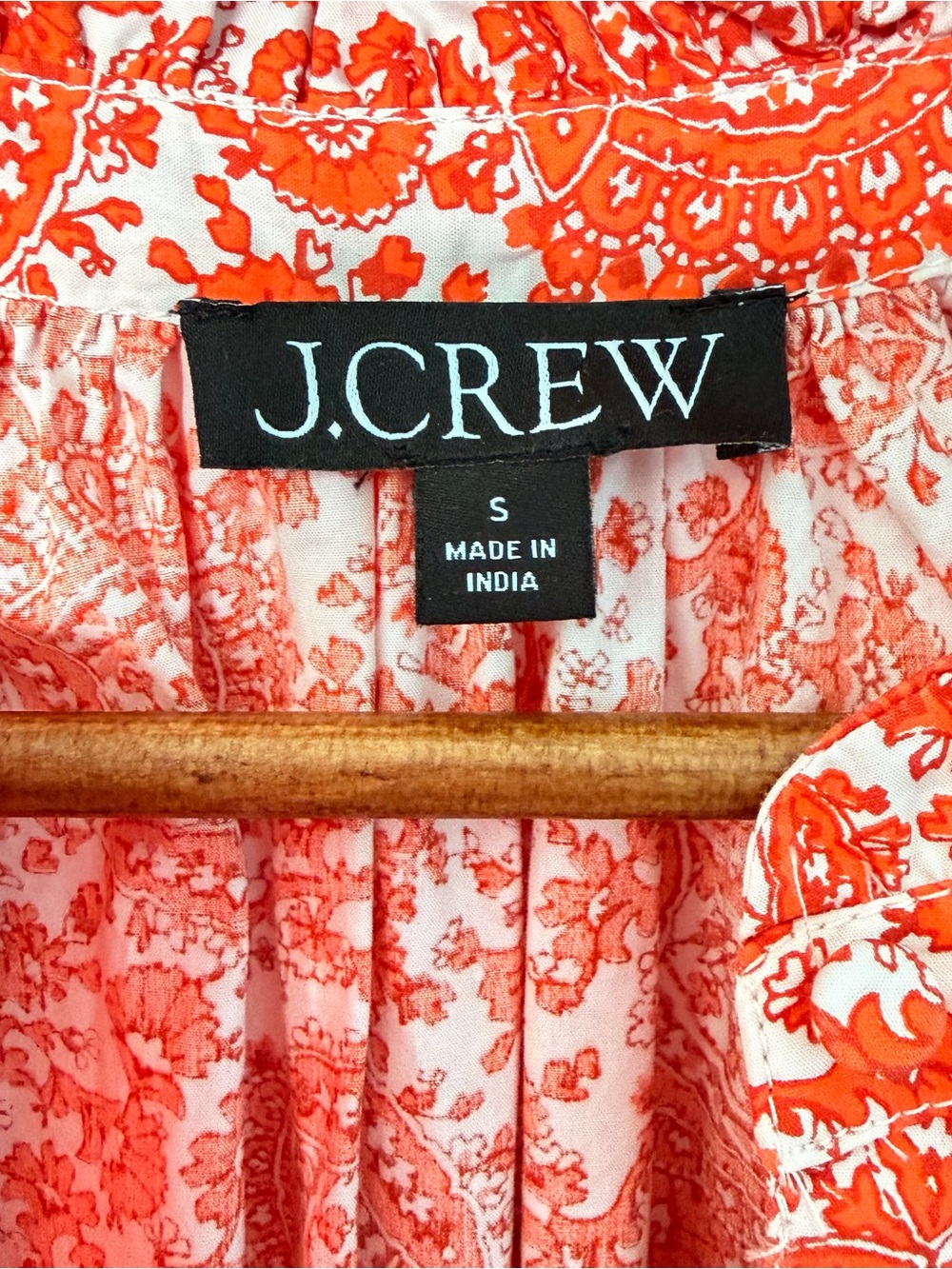 New J Crew Orange White Floral Poplin 100% Cotton Ruffle Collar Small Mini Dress - Picture 8 of 17